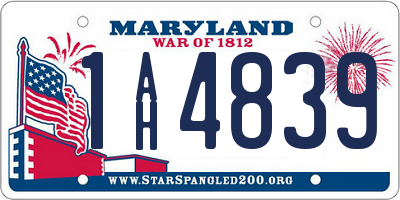 MD license plate 1AH4839