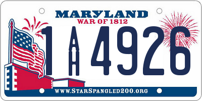MD license plate 1AH4926