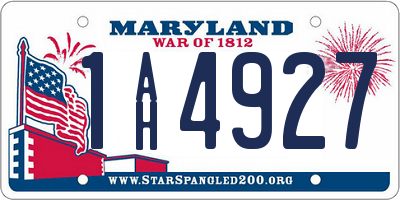 MD license plate 1AH4927