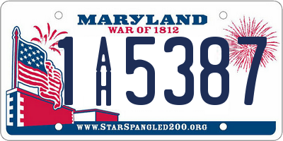 MD license plate 1AH5387