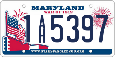 MD license plate 1AH5397