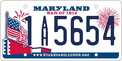 MD license plate 1AH5654