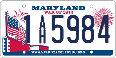 MD license plate 1AH5984