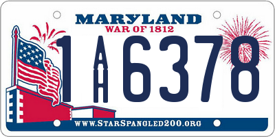 MD license plate 1AH6378