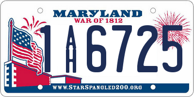 MD license plate 1AH6725