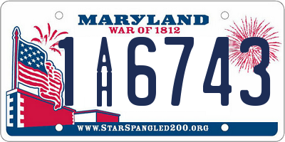 MD license plate 1AH6743