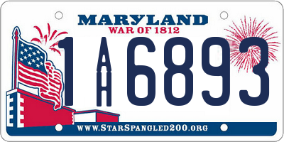 MD license plate 1AH6893