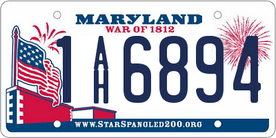 MD license plate 1AH6894