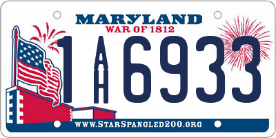 MD license plate 1AH6933