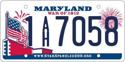 MD license plate 1AH7058