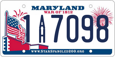 MD license plate 1AH7098