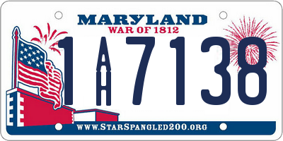 MD license plate 1AH7138