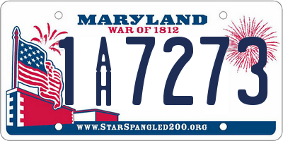 MD license plate 1AH7273