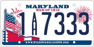 MD license plate 1AH7333