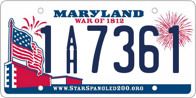 MD license plate 1AH7361