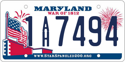 MD license plate 1AH7494
