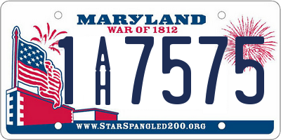 MD license plate 1AH7575