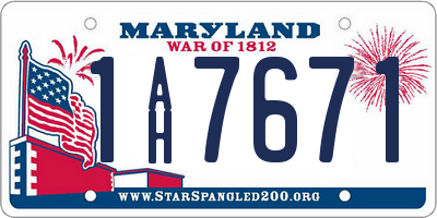 MD license plate 1AH7671