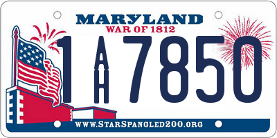 MD license plate 1AH7850