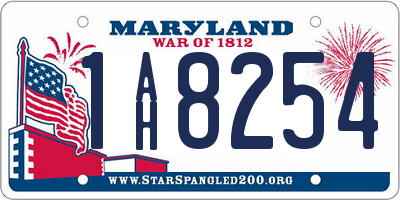MD license plate 1AH8254
