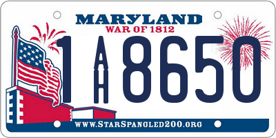 MD license plate 1AH8650