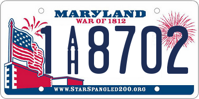MD license plate 1AH8702