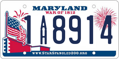 MD license plate 1AH8914