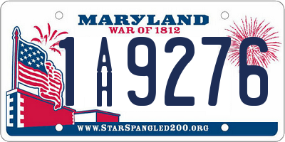 MD license plate 1AH9276