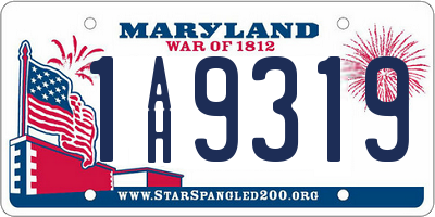 MD license plate 1AH9319