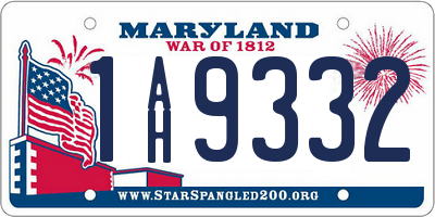 MD license plate 1AH9332