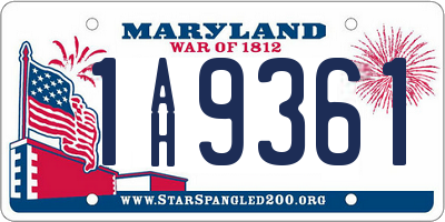 MD license plate 1AH9361