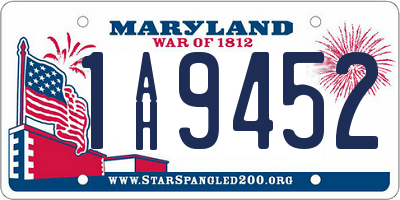 MD license plate 1AH9452