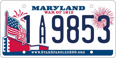 MD license plate 1AH9853