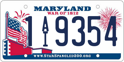 MD license plate 1AI9354