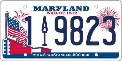 MD license plate 1AI9823