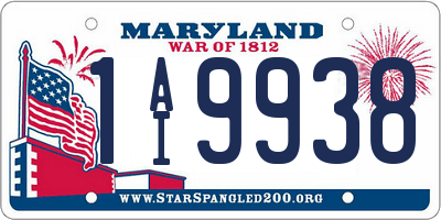 MD license plate 1AI9938