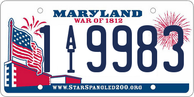 MD license plate 1AI9983