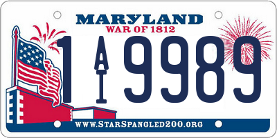 MD license plate 1AI9989