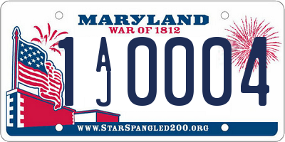 MD license plate 1AJ0004