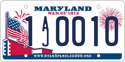 MD license plate 1AJ0010