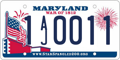 MD license plate 1AJ0011