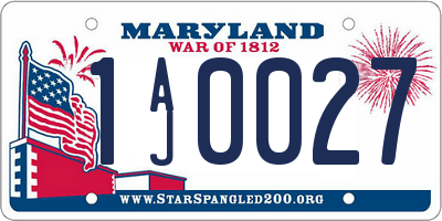 MD license plate 1AJ0027