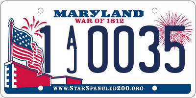 MD license plate 1AJ0035