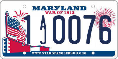 MD license plate 1AJ0076