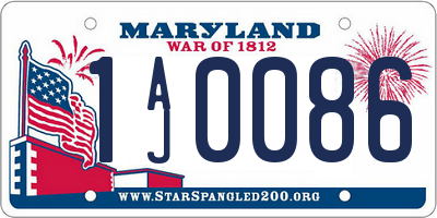 MD license plate 1AJ0086