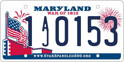 MD license plate 1AJ0153