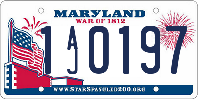 MD license plate 1AJ0197