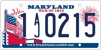 MD license plate 1AJ0215