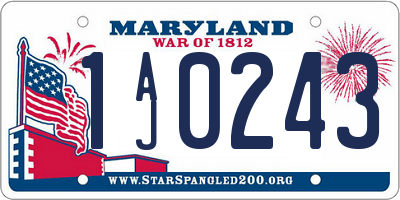MD license plate 1AJ0243