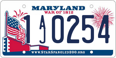 MD license plate 1AJ0254